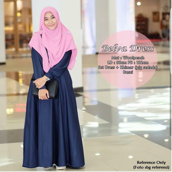 Termurah Belva Dress Set Khimar Pink