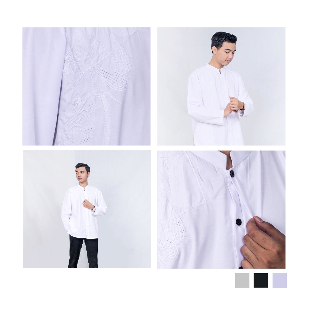 Baju Koko Dewasa Pria Putih Lengan Panjang | Pakaian Muslim Pria