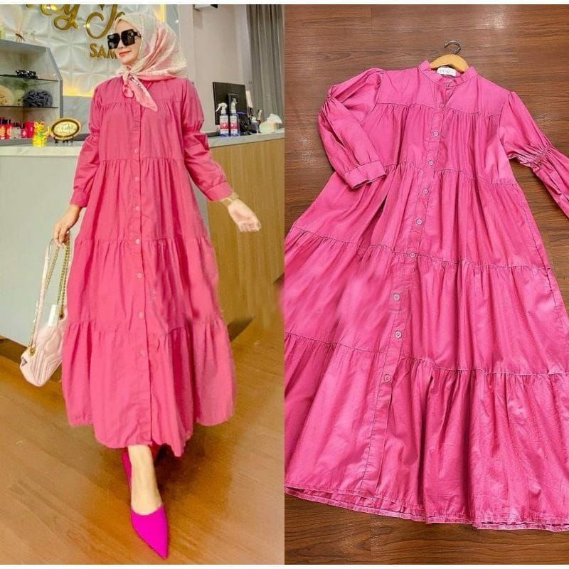 BISA COD Gamis zoya midi dress full kancing // fashion wanita // gamis wanita // gamis zoya