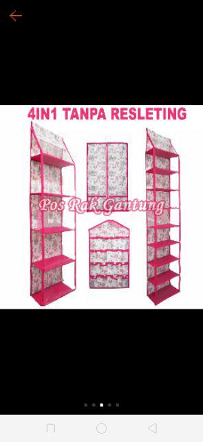 Promo Murah Set 4in1 Rak Gantung Motif Bunga Non Resleting (hbo+hso+hjo+underware) Kualitas Terbaik