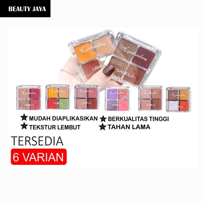 BEAUTY JAYA - Mini Eyeshadow Lameila 4 Warna Pigmented Eyeshadow Korea 4 Color Lameila Eyeshadow Korean Eyeshadow