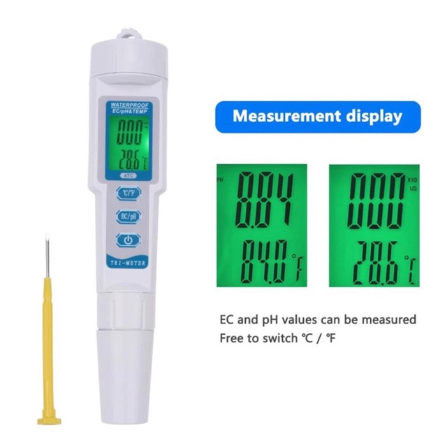 PH + EC + Temp Meter - Waterproof Backlight ATC - 3 in 1 (983)