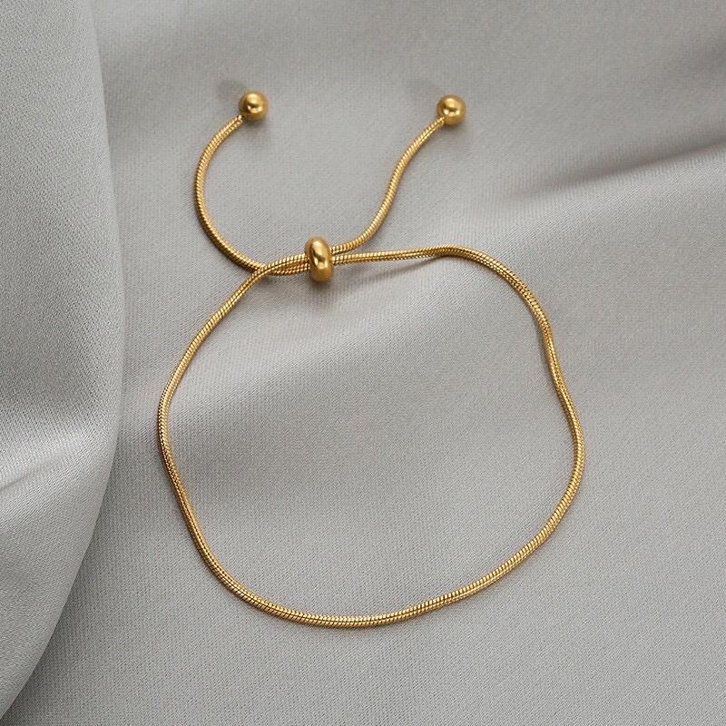 Gelang Serut Simple Gold Rosegold Silver Titanium Premium Import Belut Wanita Aksesoris perhiasan Fashion Korea