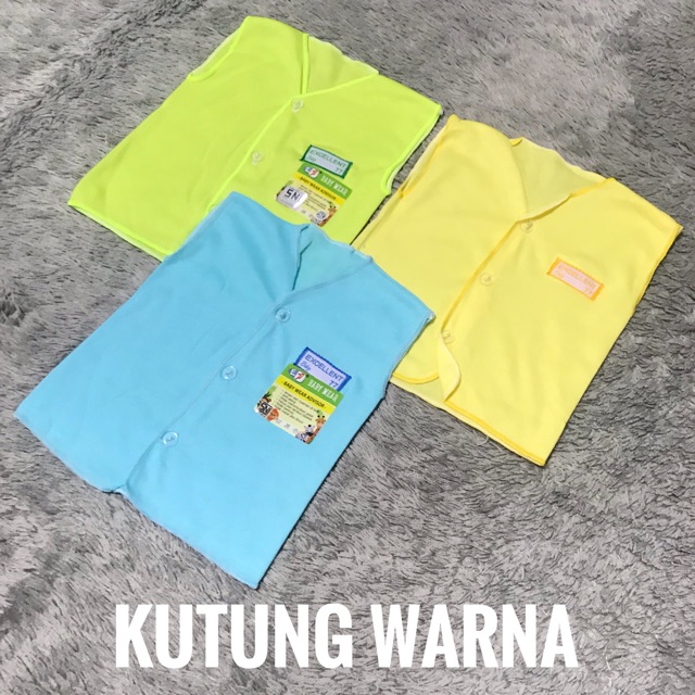 (ISI 3) Baju Bayi Lengan Kutung Kancing Depan Motif dan Polos