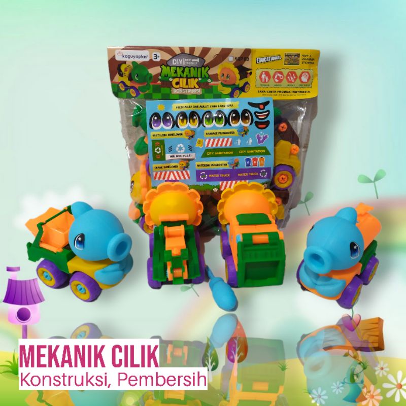 Mainan Set DIY Bongkar Pasang Anak Truk Konstruksi Kebersihan