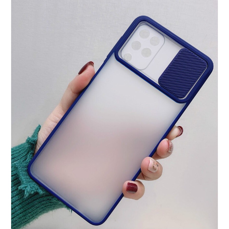 Samsung A22 A32 A52 A71 A72 4G 5G A12 A50 A11 M11 M12 A20S A21S A30S A50S Case Slide Camera Protector Sliding Cover Pelindung Kamera Siliding Geser Bumper Camshield Soft Softcase Hardcase Casing Dove Matte-(SLD CMR) NAVY