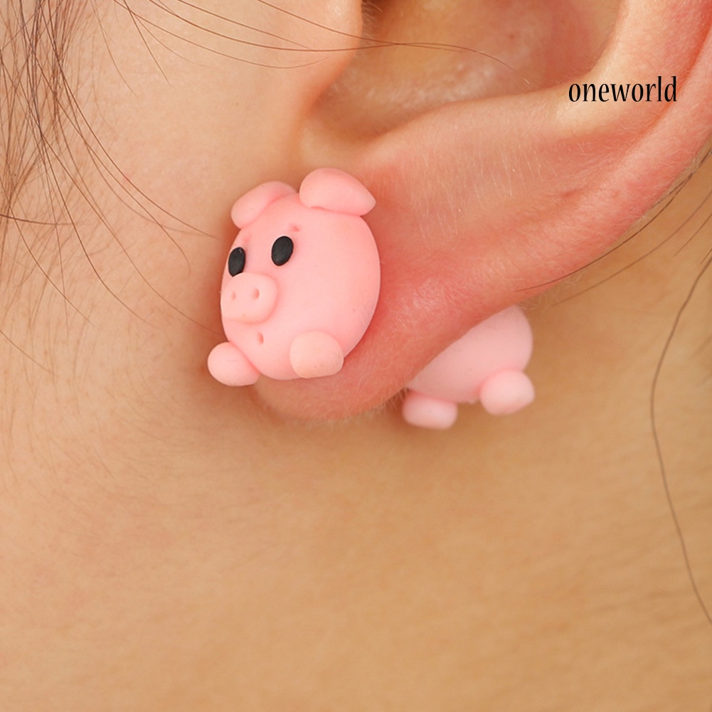 OW# Women Lovely Animal Shape Eardrop Soft Clay Ear Stud Earrings Jewelry Accessory