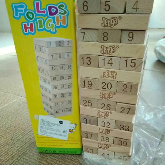 Ready stock Haza | Wooden Uno Stacko Balok Susun Kayu Besar Promo