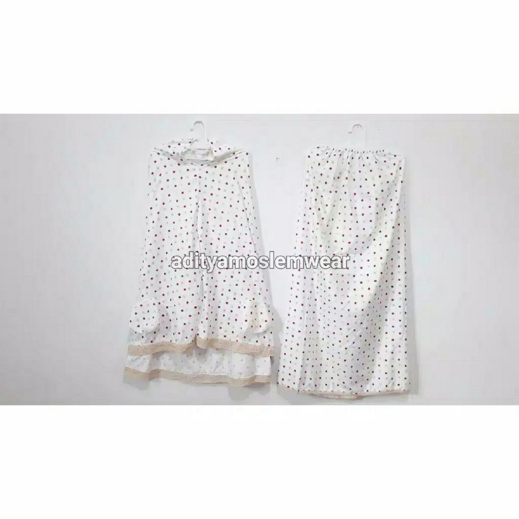 MUKENA KATUN POLKADOT PREMIUM DEWASA JUMBO POLOS RENDA RAJUT TRAVEL PROMO MURAH