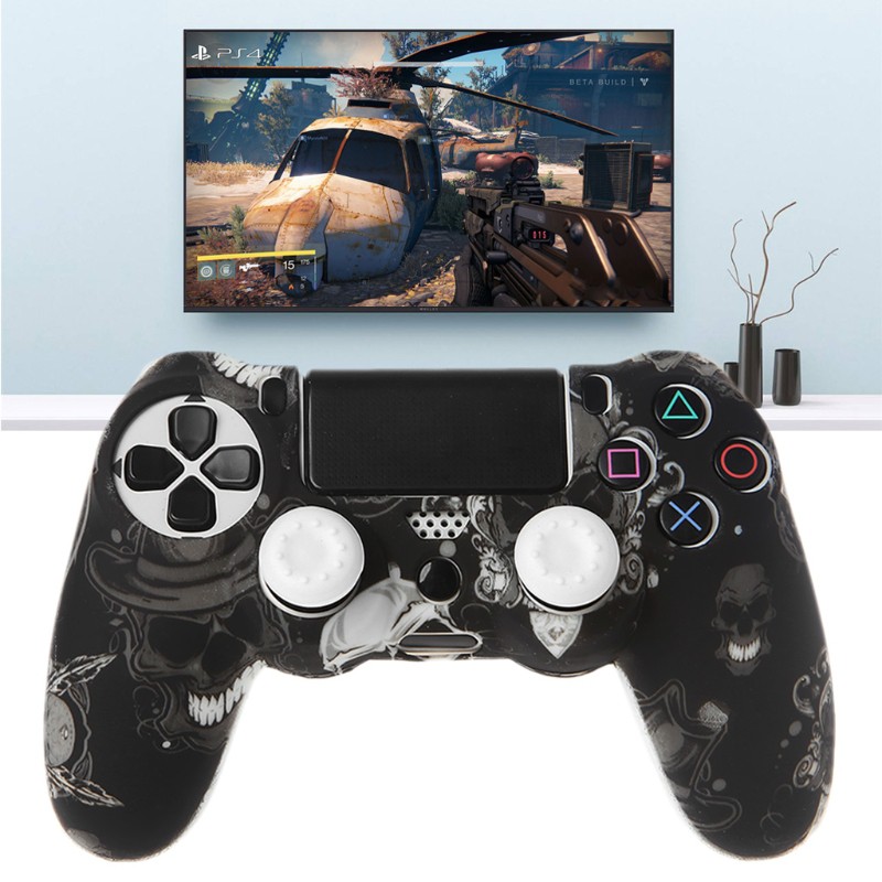 Vivi Cover Pelindung Gamepad Controller Bahan Silikon + 2 Grip Cap Untuk Ps4