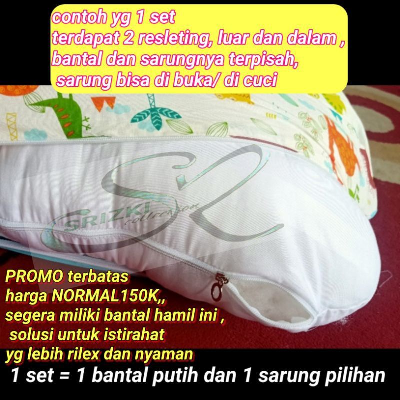 Bantal ibu hamil PREMIUM cover 2 LAPIS  + FREE TAS  /sarung bisa di LEPAS PASANG/ sarung bisa di CUCI maternity pillow / kasur ibu hamil dan menyusui bestseller nyaman/cod/grosir/cover 2 lapis / 1set  / tersedia uk jumbo di link lainnya