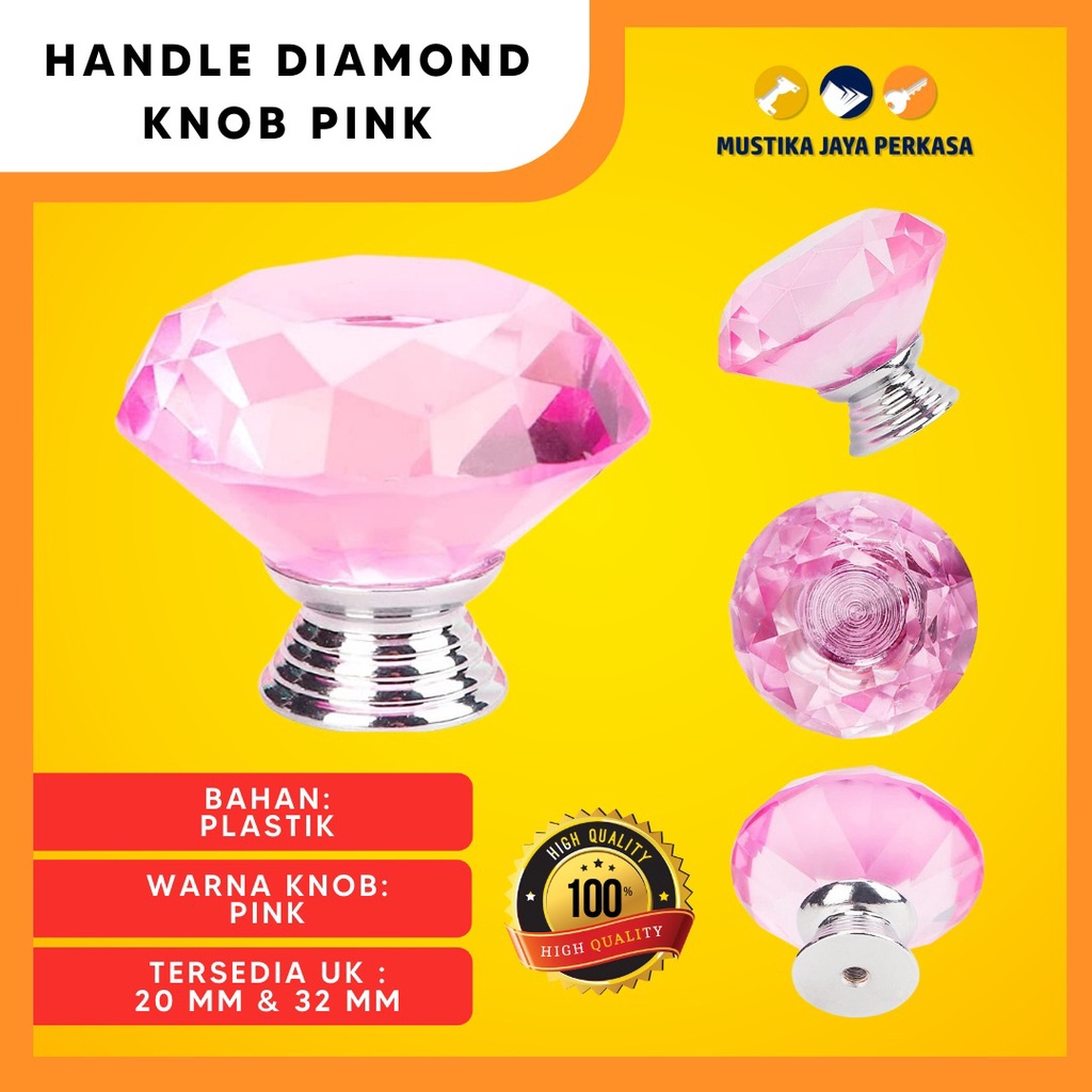 Handle Tarikan Lemari Lack Plastik Kaca Diamond Bening Kristal