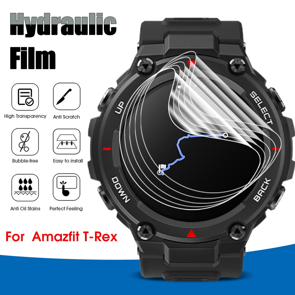 Smart Watch TPU Shockproof Screen Film Clear Hydrogel Film Screen Protector Full Curved Sensitive Anti-scratch Soft HD for Amazfit T-Rex/T-Rex2