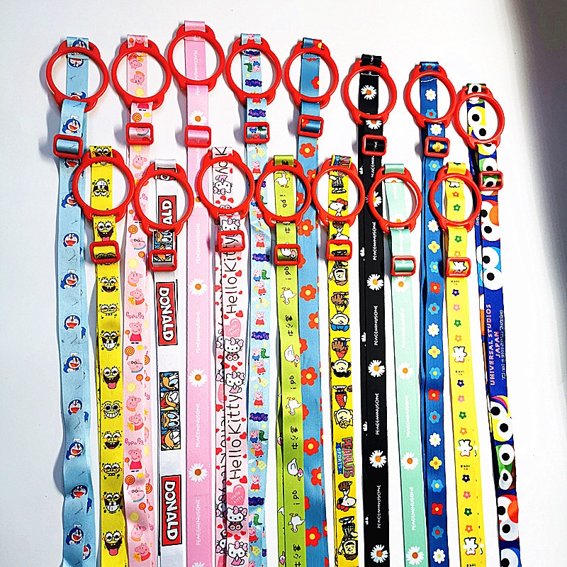 Kartun Botol Minum Tali Panjang Strap Anak Sesame Street Tali Lanyard Karet Lubang Besar Lucu Untuk Botol Air Tali