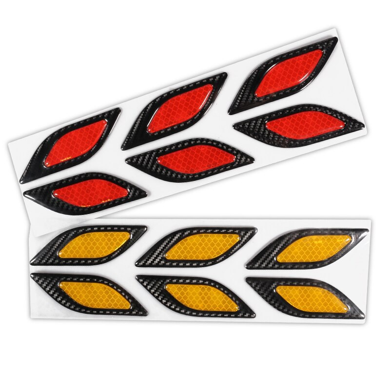 LARATH Carbon Fiber Car Sticker Auto Warning Decal Car Accessories Reflective Strips 6PCS