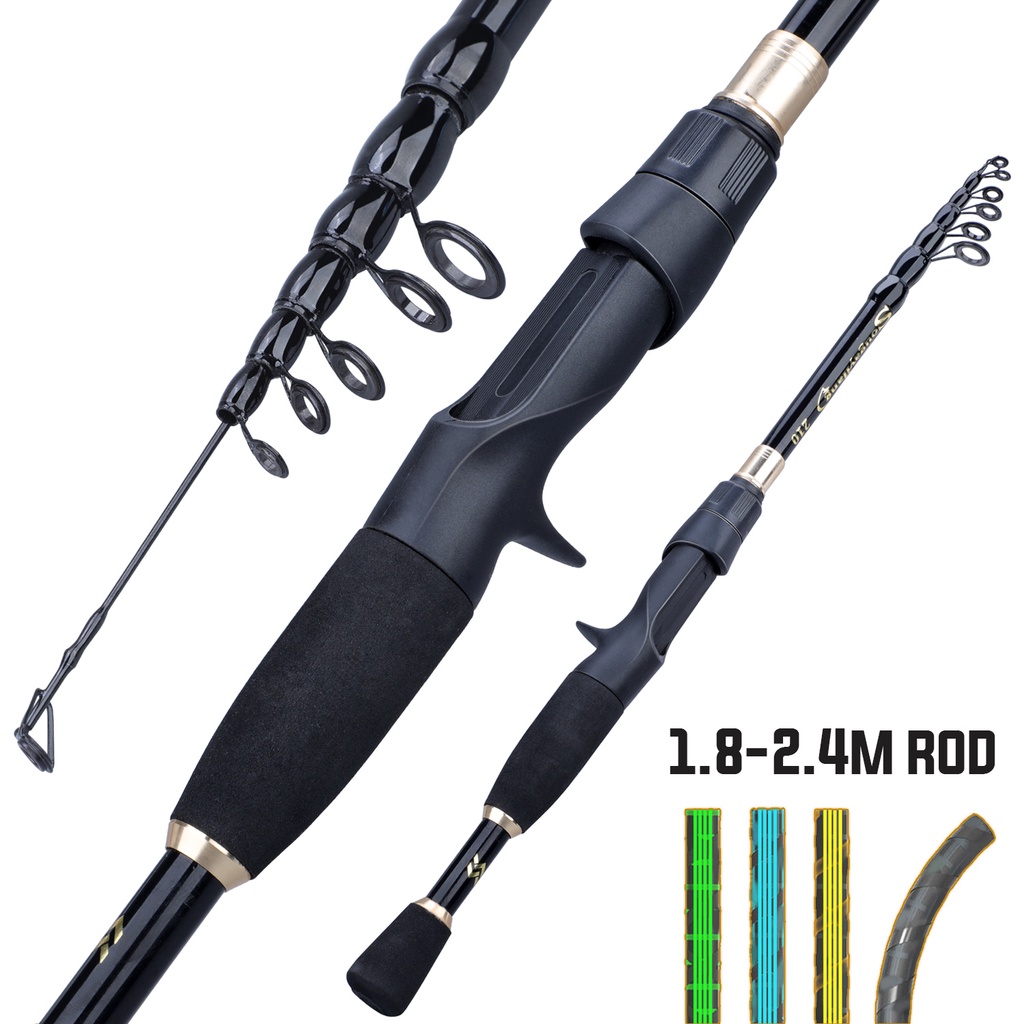 Joran Pancing Pengendali EVA Teleskopik Tangkap Ikan  Baitcasting Tahan Aus Ultralight Carbon Fiber Fishing Rod Bass Rod untuk Danau Sungai Air Tawar Joran Pancing