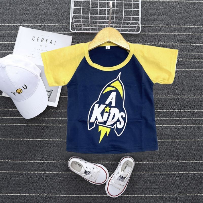 KAOS RAGLAN ANAK LAKI LAKI / KAOS ANAK PREMIUM - BAJU ATASAN ANAK COWOK 1-8 THN-A KIDS ROKET NEVI