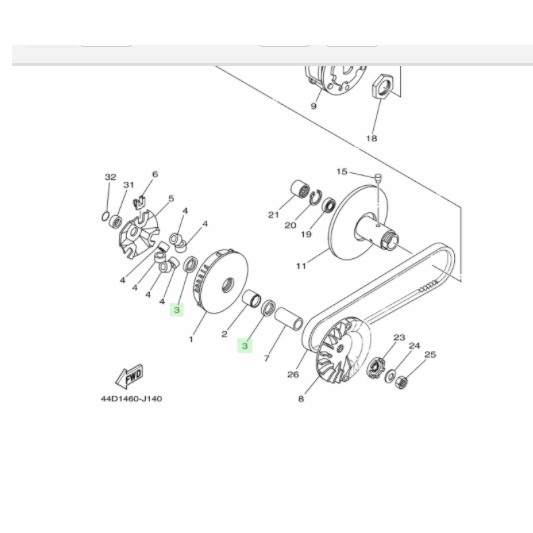 KARET SIL SEAL RUMAH ROLLER ROLER XEON KARBU RC GT 125 AEROX 125 ORIGINAL YGP 93101-23801
