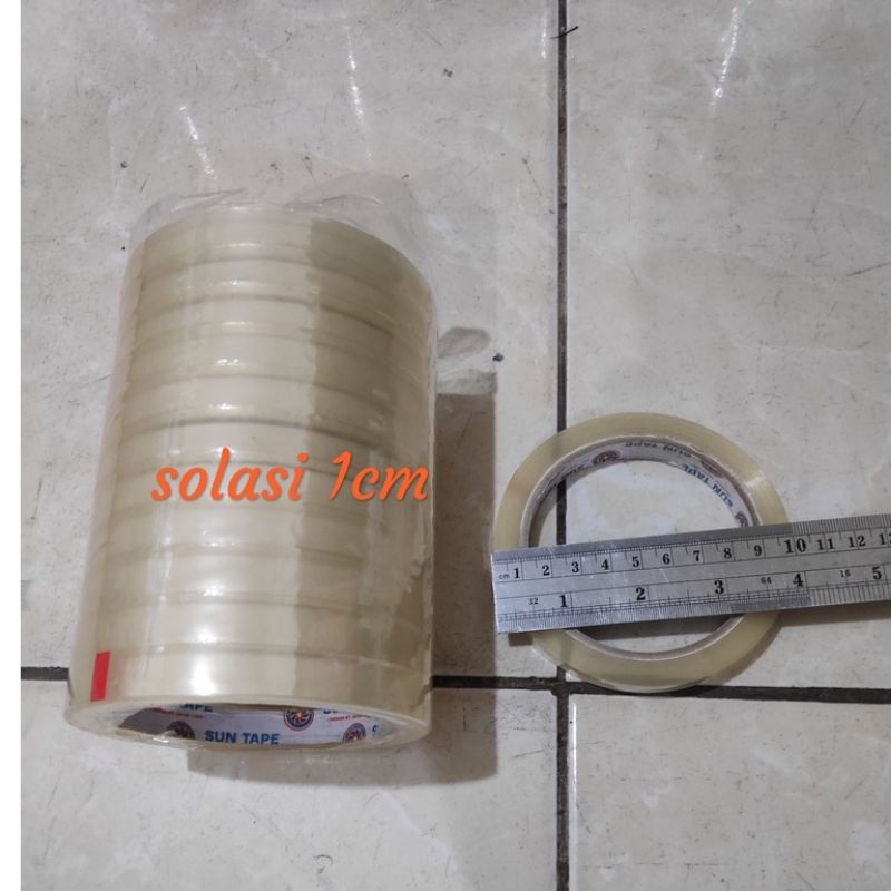 

Lakban Isolasi 1 cm, Solatip Bening isi 12pcs