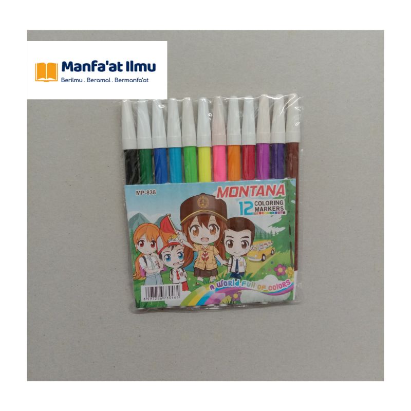 

Spidol warna / coloring markers - Montana isi 12 warna - (MP838) - Murah - ecer dan grosir