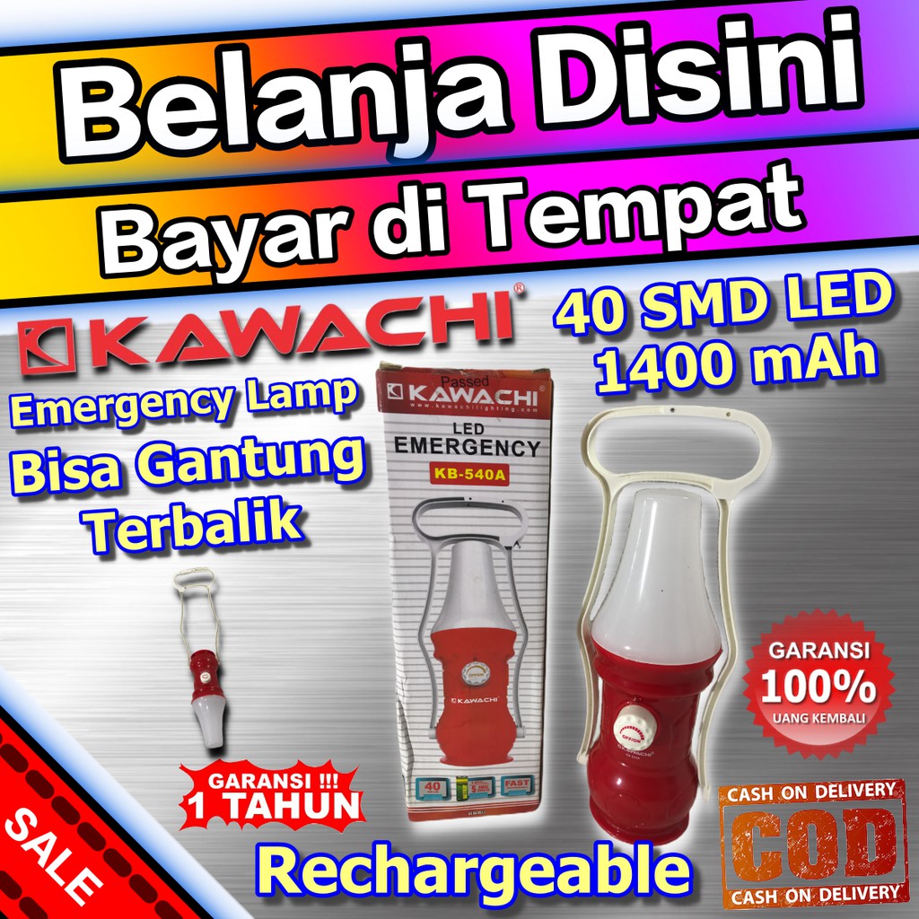 Kawachi Senter Emergency LED KB-540A Lampu Darurat 40 SMD LED Rechargeable Super Terang 1400mAh 5Jam