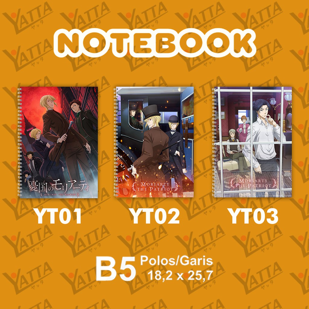 

Notebook Anime ukuran B5 18,2 x 25,7 cm Yuukoku no Moriarty YOTAKUSHOP