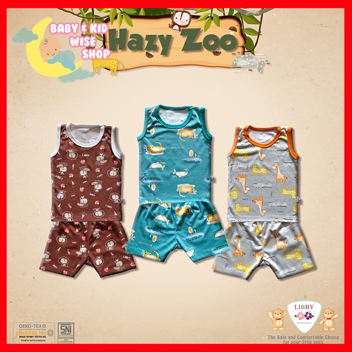 Libby Baby Setelan Baju Kutung Singlet Anak Kancing Pundak 3 Pcs