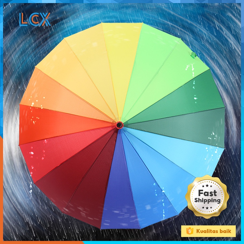 LCX Payung Pelangi 128cm 16warna Rainbow Anak Jas Hujan Tenda Taman VS-103