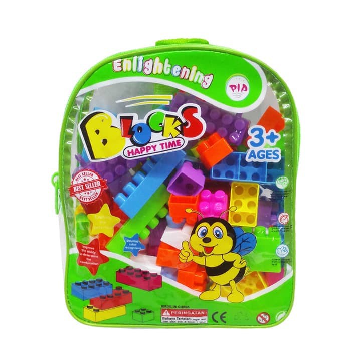 PROMO Mainan Anak Edukasi Balok Susun Bongkar Pasang Block Ransel Isi 102 Pcs  / BLOCK TAS - Mainan Anak Edukatif Puzzle Susun Murah Anak 3 4 5 6 tahun