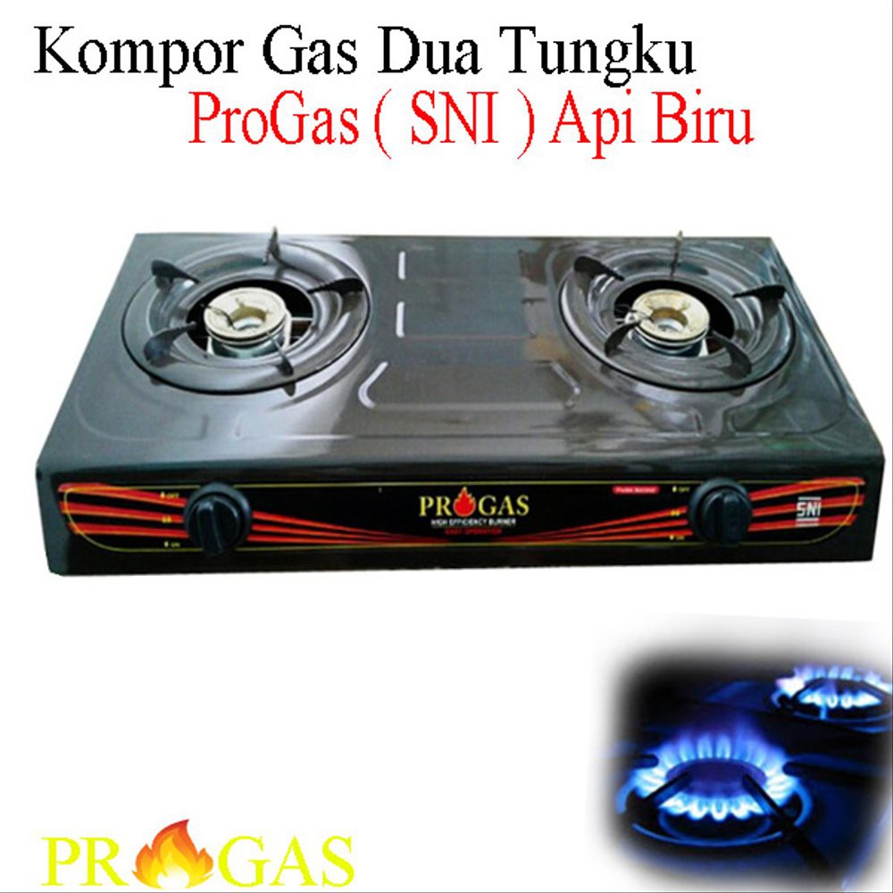 PROGAS Kompor Gas 2 Tungku - Paket Selang Regulator Caisar SNI