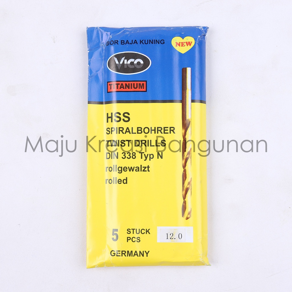 Mata Bor Besi Baja Kuning 12mm 12 mm Kuningan Twist Drill Titanium