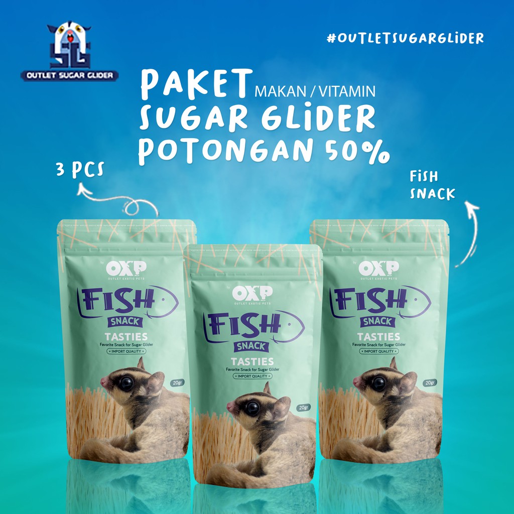 PROMO 3 - PAKET 3PCS FISH SNACK SUGAR GLIDER