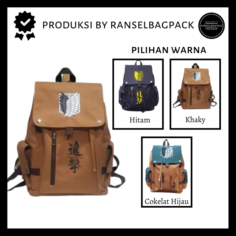 TAS RANSEL SEKOLAH ANIME ONE PIECE BAHAN KANVAS