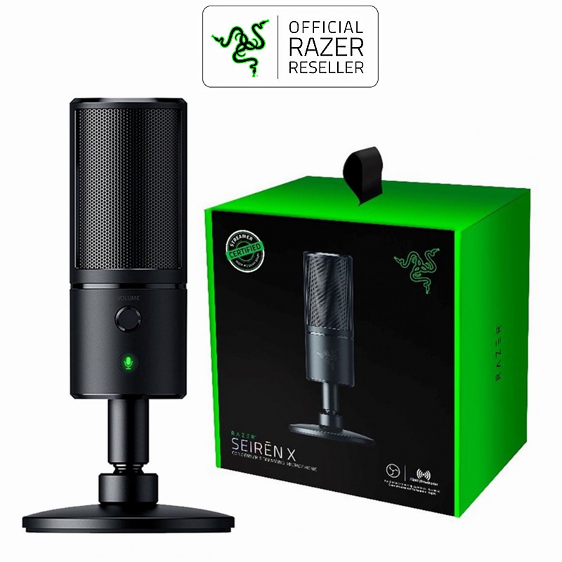 Razer Seiren X Kondensor Streaming Mikrofon Gaming Compact | Shock Resistant | Pickup Ultra Presisi