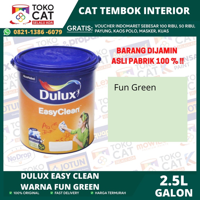 CAT TEMBOK INTERIOR DULUX EASYCLEAN WARNA FUN GREEN 2.5L GALON