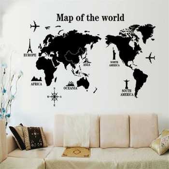 Sticker Wallpaper Dinding World Map Living Room Decoration - Y1803