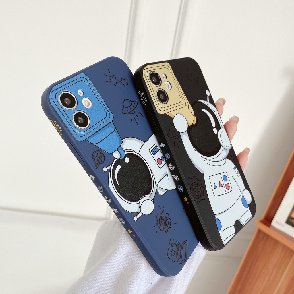 Kartun Astronot Sisi Lurus Casing Ponsel untuk iPhone 12 Pro Max 6 6S 7 7 Plus iPhone X XR XS Max Soft Case Fashion Kreatif Tiga Dimensi Casing Pelindung untuk iPhone 11 Pro Max