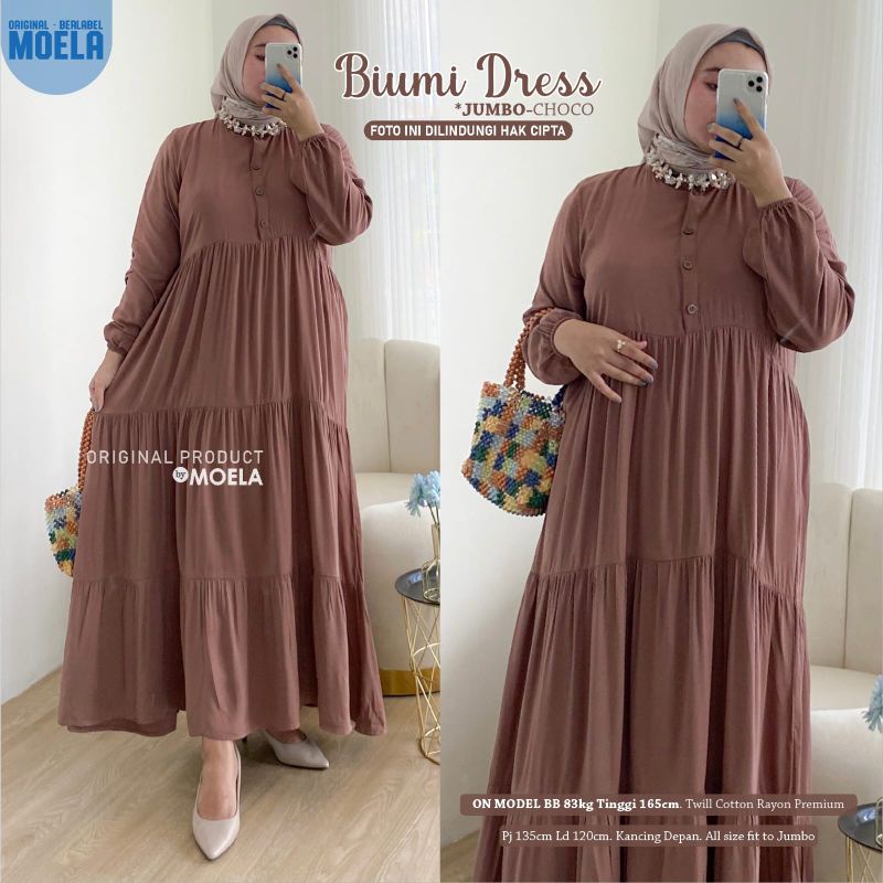 Biumi Dress Gamis Polos Jumbo Allsize Busui Premium Twill Catton Rayon Original Ori Moela Berlabel-1
