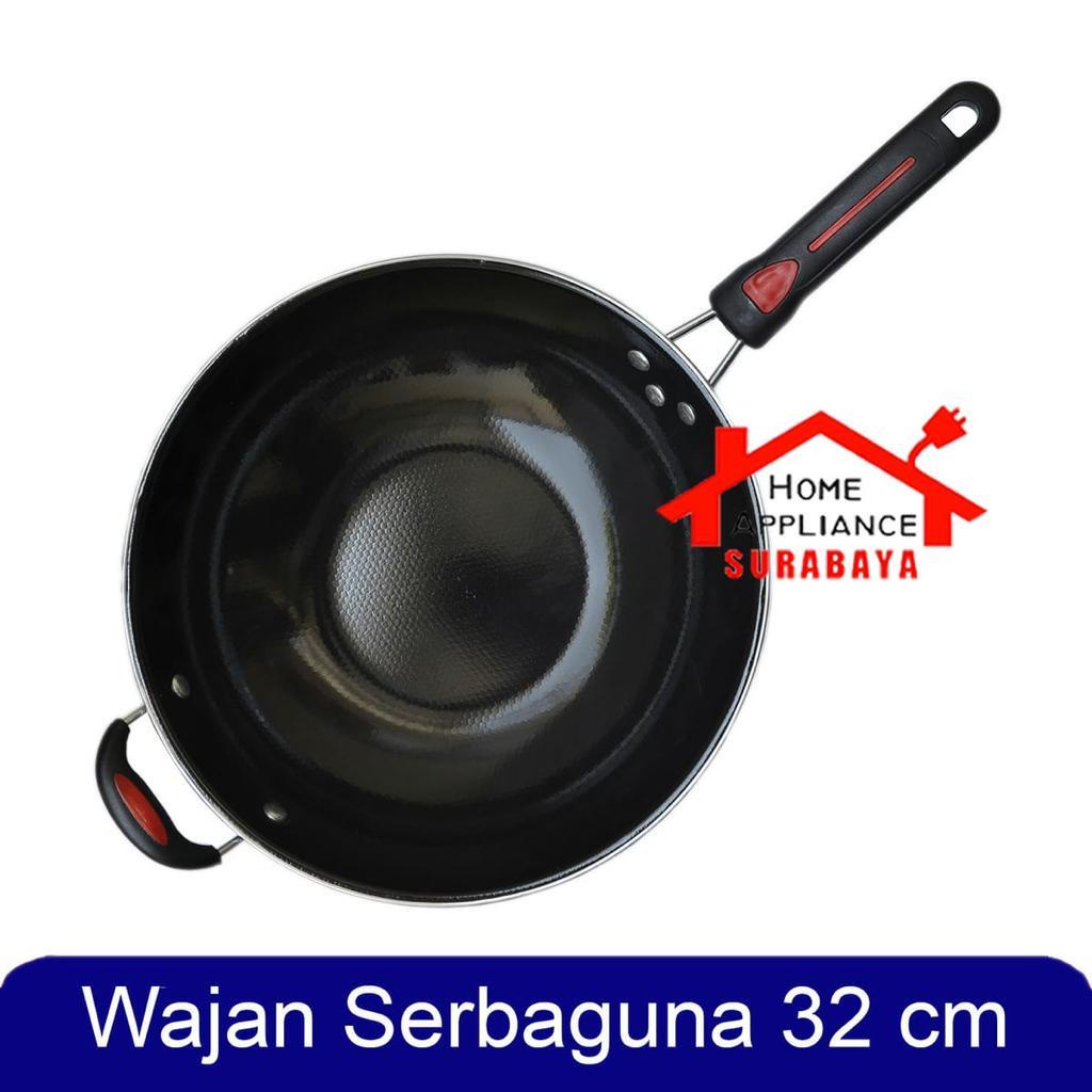 Panci Wajan Goreng - Wok Pan Penggorengan Gagang Panjang Enamel 32 CM GSF 1032 P / 1032P