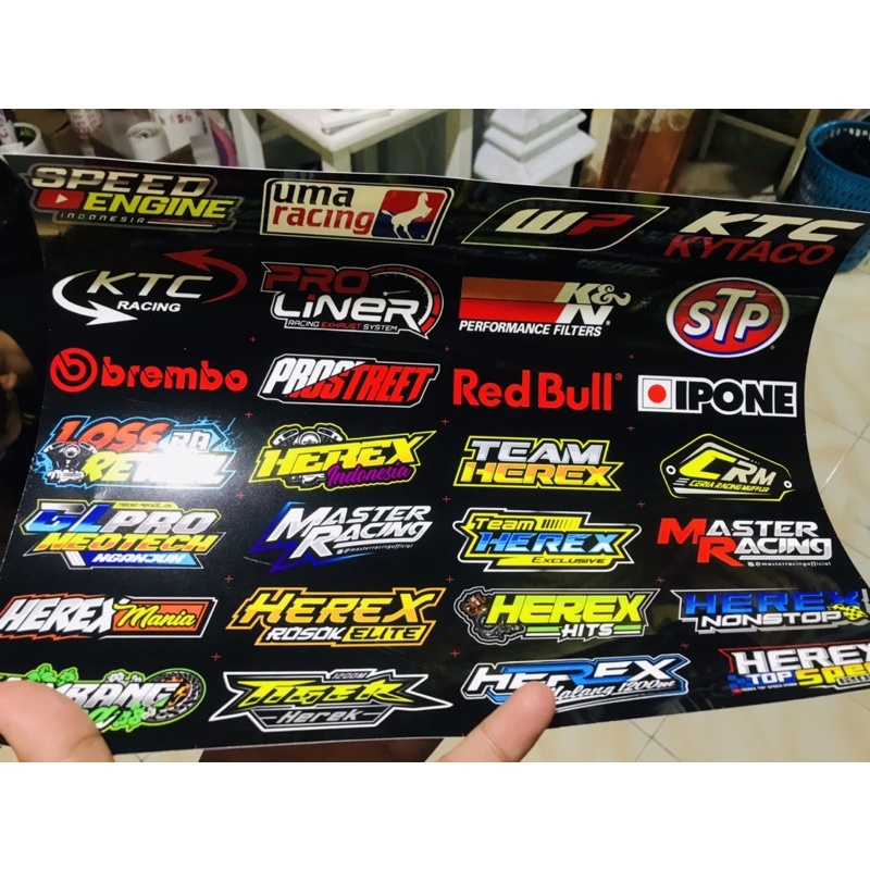 Stiker Sponsor Motor Racing Herex Vynil Anti Air pack Isi 28