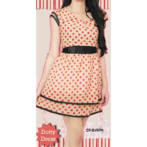 B0101 G5199, Dotty dress bhn Sifon+furi dress murah casual jumbo kasual terbaru wanita kekinian