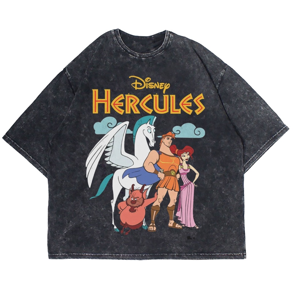 KAOS OVERSIZE DISNEY HERCULES AND FRIEND WASHING VINTAGE CARTOON TEE (T-SHIRT OVERSIZE WASHED)
