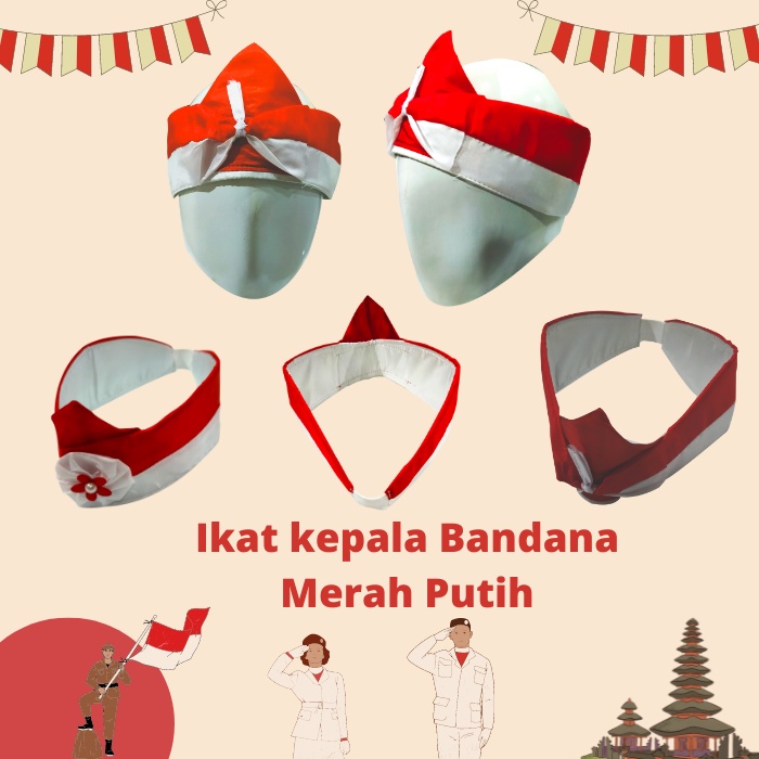 Blangko Ikat Kepala Merah Putih Bando Bandana Headband Udeng Scraf Hiasan Perlombaan 17an Agustusan