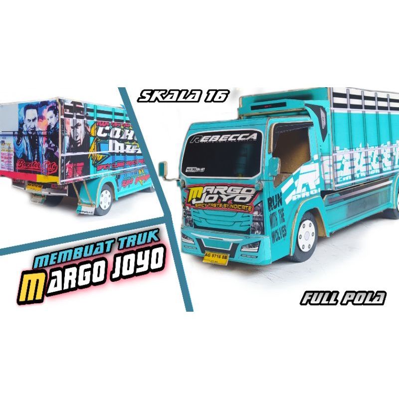 Pola stiker truk oleng ukuran besar 2 lembar
