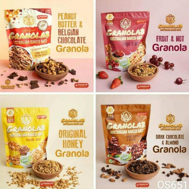 

[HALAL] Granolab Australian Baked Oat 180gr / Granola Oat Sereal Australia Sereal Sarapan Sehat Fruit & Nut Belgian Choco
