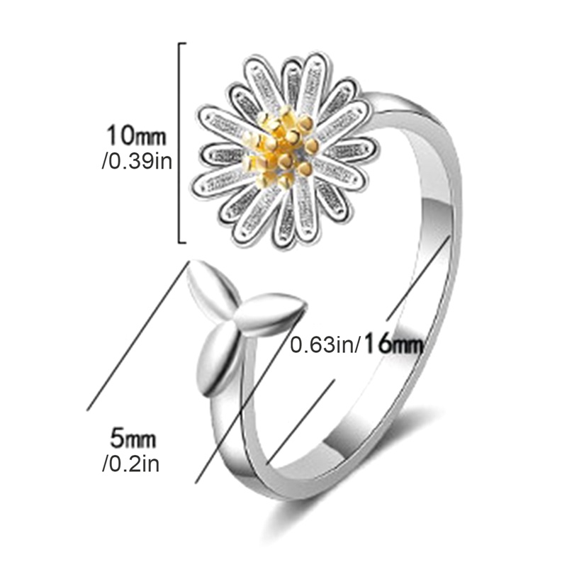 Cincin S925 Silver Gold-Plated Desain Bunga Daisy Gaya Korea Untuk Wanita