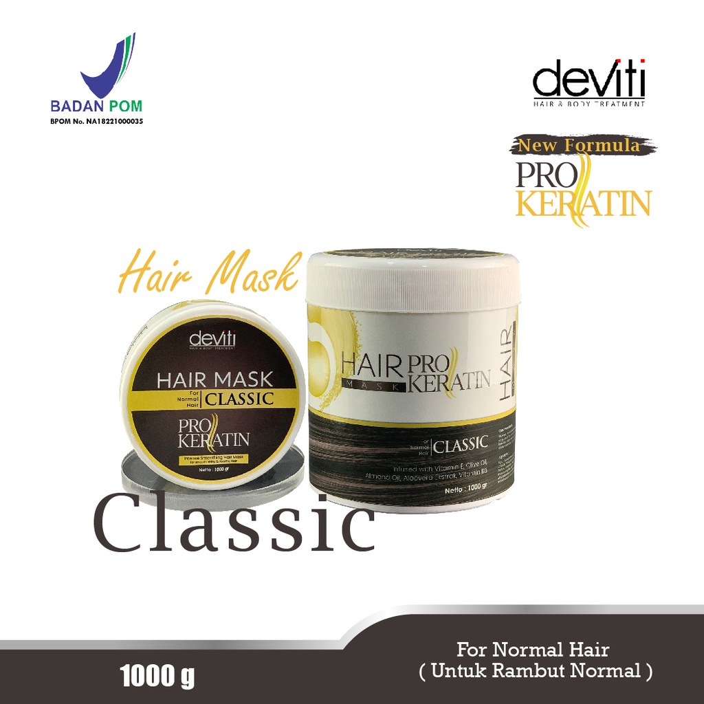 Deviti Hair Mask Classic Pro Keratin Perawatan Rambut Normal dan Menebalkan Rambut 1Kg