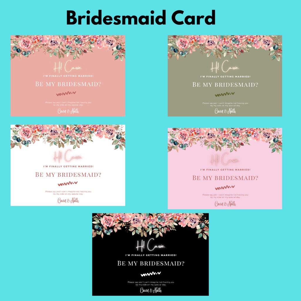 Greeting card custom / Bridesmaid card / Invitation card / Kartu untuk bridesmaid / kartu ucapam