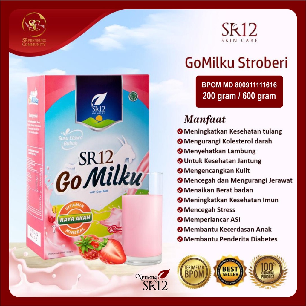 

Susu Kambing Etawa murah | Go Milku SR12 | Susu Bubuk - Rasa Stroberi