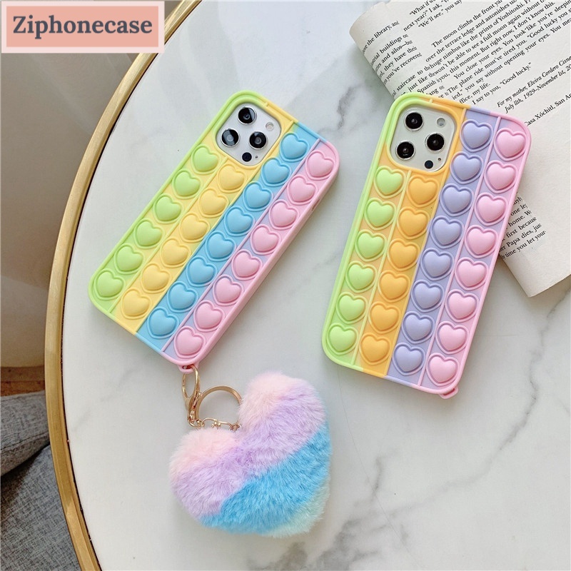 Soft Case Samsung A32 5g A12 A71 A51 A31 A11 A01 M11 Love Pop it Gantungan Strap Casing Lanyard
